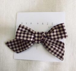 Maroon and cream gingham bow