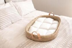 Timeless Baby Changing basket – with LEATHER handles and cotton changing padding (approx 4 ...