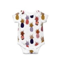 CLASSIC ONESIE PINEAPPLES ON WHITE SS
