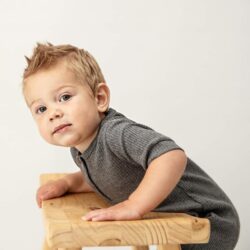 Tiny Necessities – Chester Rib Knit Onesie – Charcoal