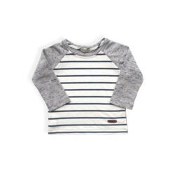 Long Sleeve T- Black Mélange & Charcoal Stripe