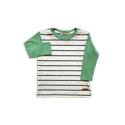 Long Sleeve T- Green & Charcoal Stripe