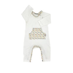 Long Sleeve Babygrow with Kangaroo Pocket- Cream & Confetti