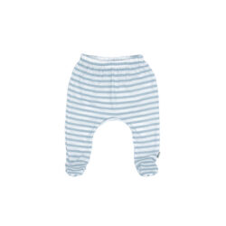 Footed Leggings- Dotted Blue Stripe