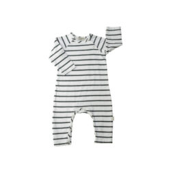 Long Sleeve Babygrow-Charcoal Stripe