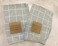 Grid & leather baby blanket