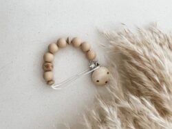 Full of Beans Personalized Paci Clip | Nude | Initial