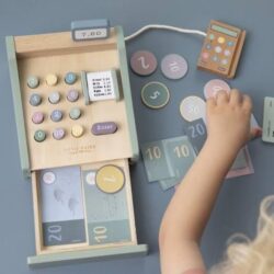 Wooden toy cash register