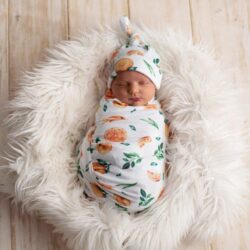 Giggle & Beans Swaddle Set | Citrus with Beanie