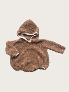 Hooded Sweatshirt Romper {Stone- SHERPA}