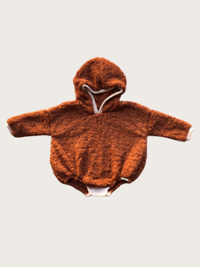 Hooded Sweatshirt Romper {Sand Stone- SHERPA}
