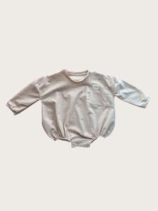 Sweatshirt Romper {Small Beige – Gingham}