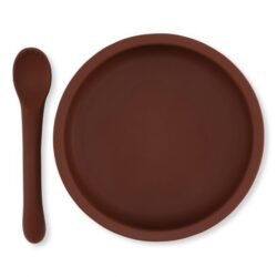 Konges Sloejd Silicone Bowl and Spoon Set – Mocca