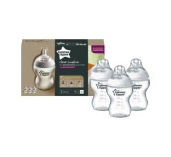 Tommee Tippee Closer To Nature Baby Bottle | Clear | 260ml | 3 Pack